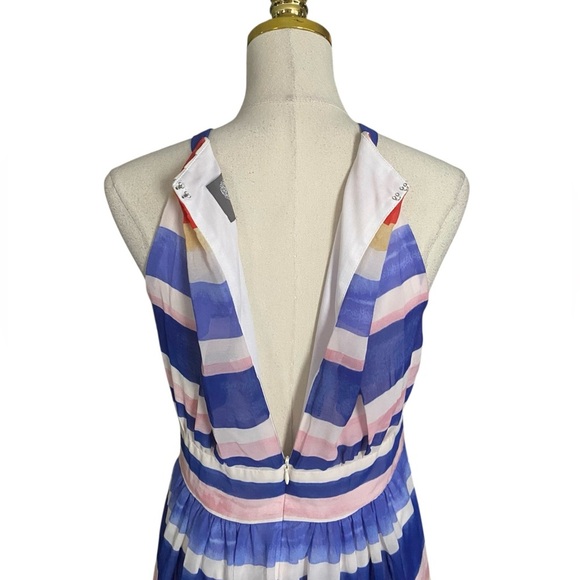 Vince Camuto Women’s High Low Colorful Striped Halter Neck Flowy Maxi Dress Sz 8 - Picture 8 of 10